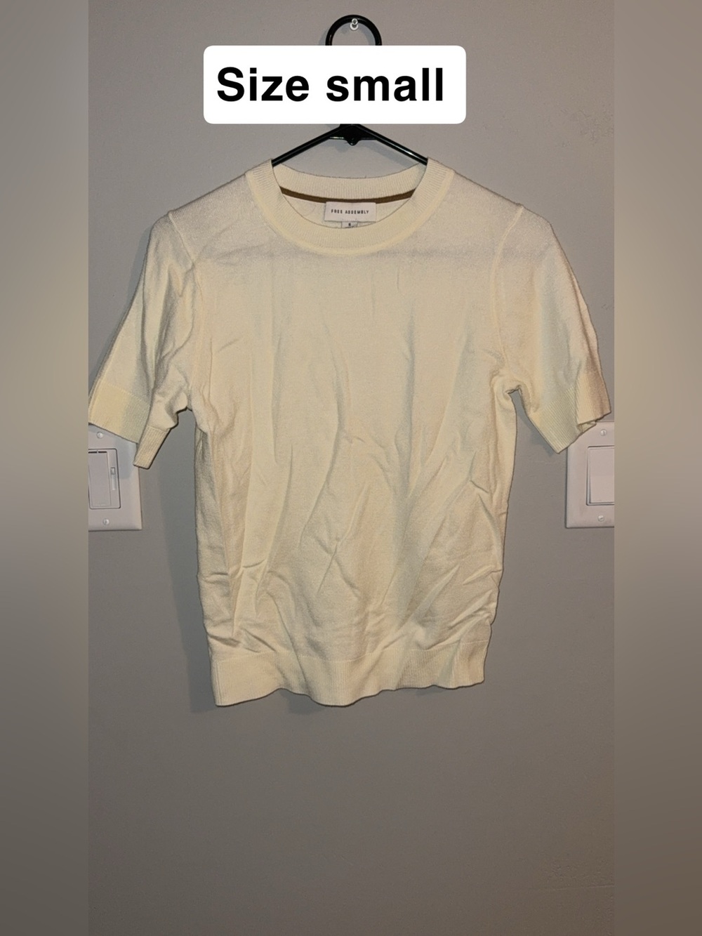 Free Assembly Cream Short Sleeve Knit Top